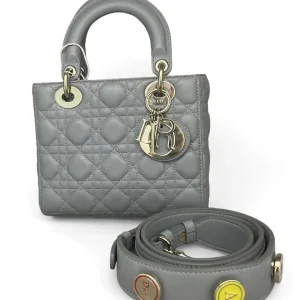 DIOR Small Lady Dior Grey Bag