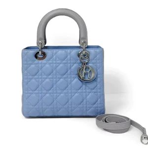 DIOR Small Lady Dior Bag in Blue/Grey Leather